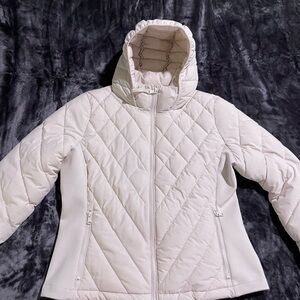 Calvin Klein Quilted White Hooded Puffer Winter Coat
